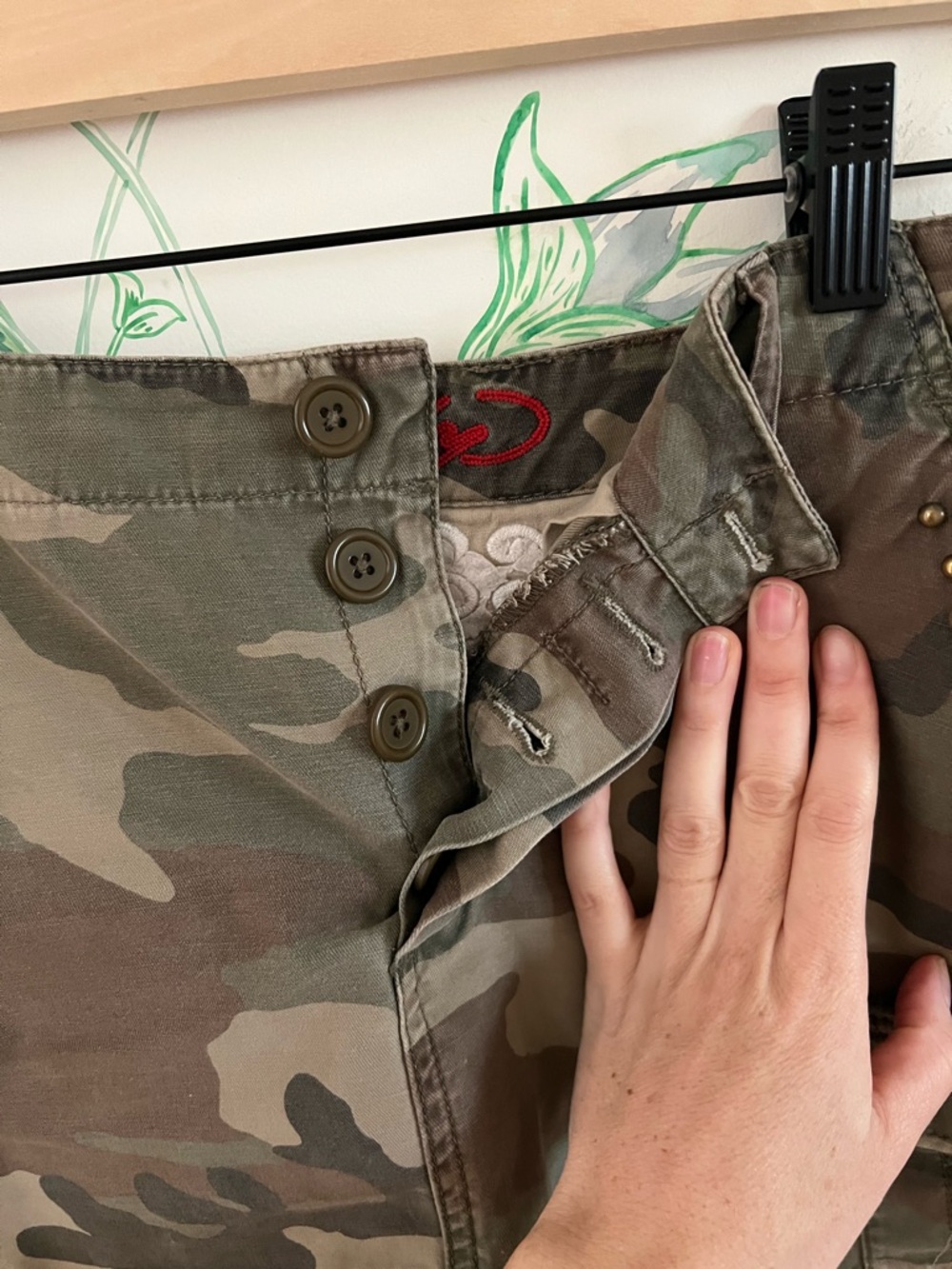 Vintage Ed Hardy Green Camo Cargo Mini Skirt - Picture 4 of 6